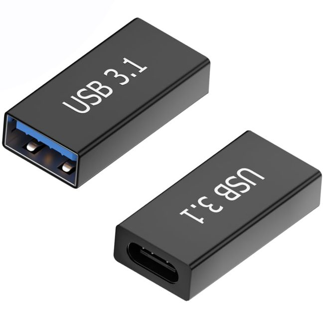 USB Female to USB-C Adapter - Compatible with MacBook Pro/Air iPad Pro Google Pixel Huawei & More