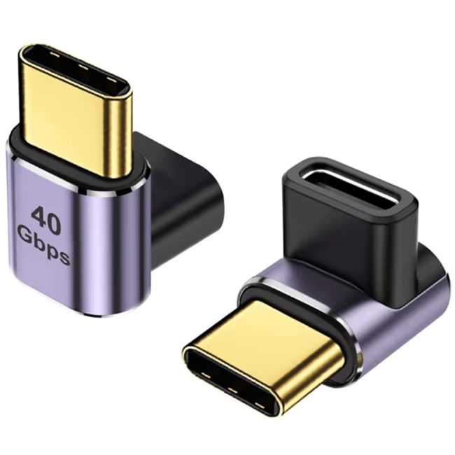 USB C 40Gbps Adapter 90 Degree Right Angle USB C Male To Female Extender 100W Fast Charging for Steam Deck Switch Laptop