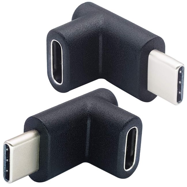 90 Degree Type C USB Adapter Gen 2 (10Gbps) 3A Up&Down 90 Degree USB 3.1 Type C Male to Female Connector Supports Charging Data Audio Video Adapter for MacBook Pro