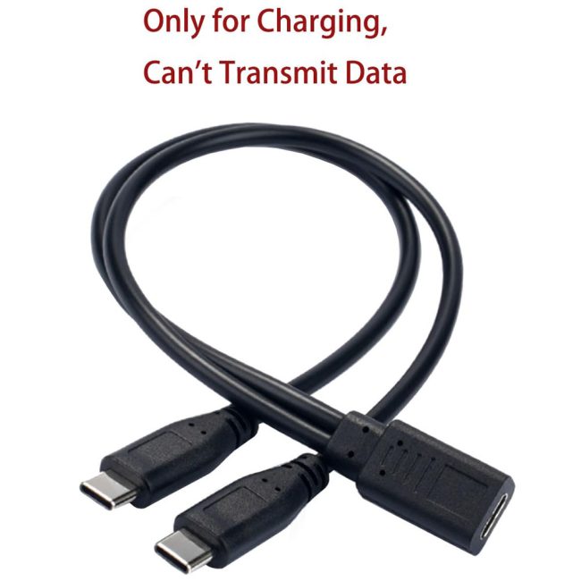 USB C Splitter Charge Cable 1 Feet USB Type C 1 Female to 2 Dual Male Y Splitter Extension Charging Cable(Only for Charging,Can't Transmit Data)