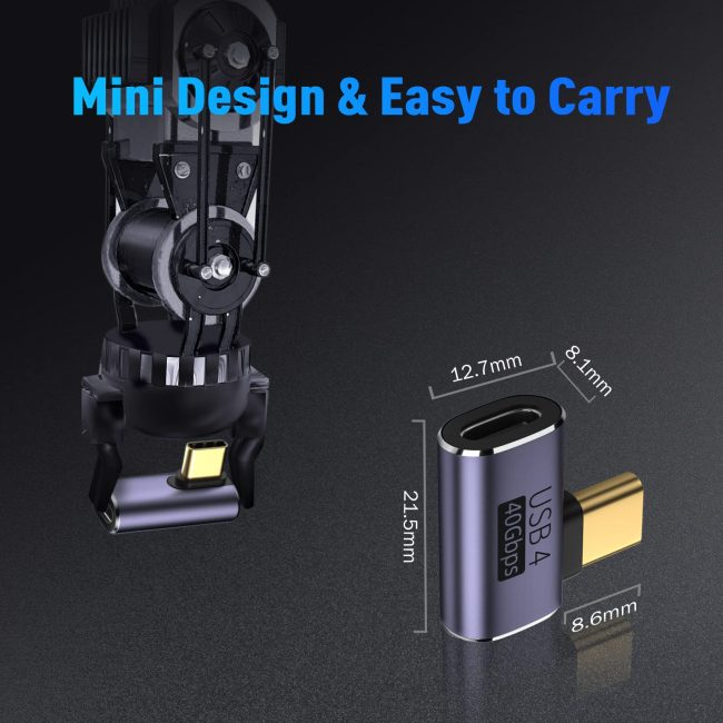 USB C 90 Degree Adapter 40Gbps Data Transfer USB Type C Male to Female Right Angle Extender for Steam Deck Switch Thunderbolt4 Laptop Mobile Phone Tablet