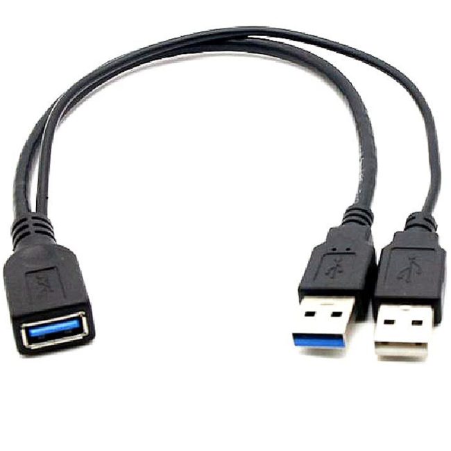 USB 3.0 Female to Dual USB Male Extra Power Data Y Extension Cable Splitter Adapter for 2.5" Mobile Hard Disk