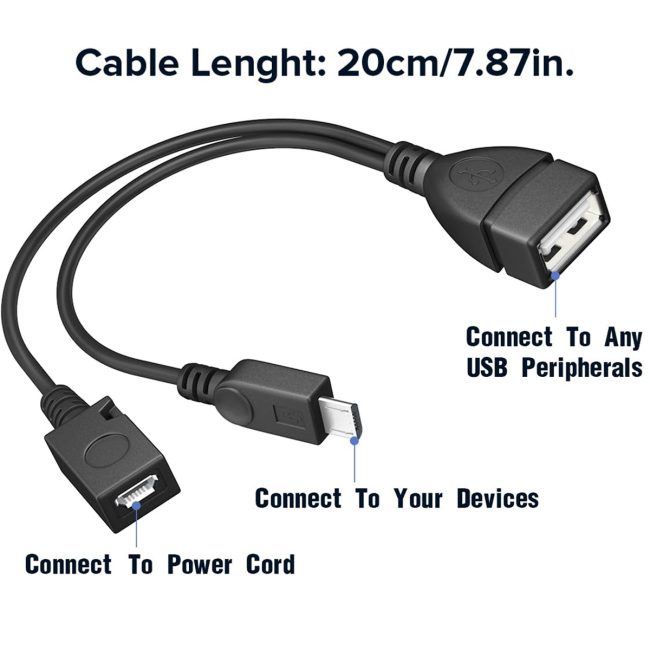 2-in-1 Micro USB (OTG Cable with Power) Adapter Replacement for Fire Stick 4K /Host Devices/PlayStation Classic etc