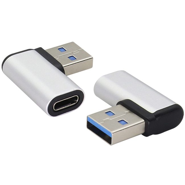 Right Angle USB C to USB A 3.0 Adapter 90 Degree USB Type C Female to USB 3.0 A Male Converter (OTG) for PC Laptops Power Banks Chargers More USB and Type-C Devices