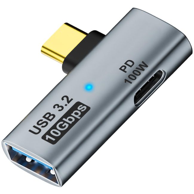 2-in-1 USB C to USB 3.2 Adapter with 100W Charging Port Thunderbolt 4/3 OTG Converter for Rog Ally Steam Deck Quest 2 iPhone 15 Series iPad MacBook and More Type C Device