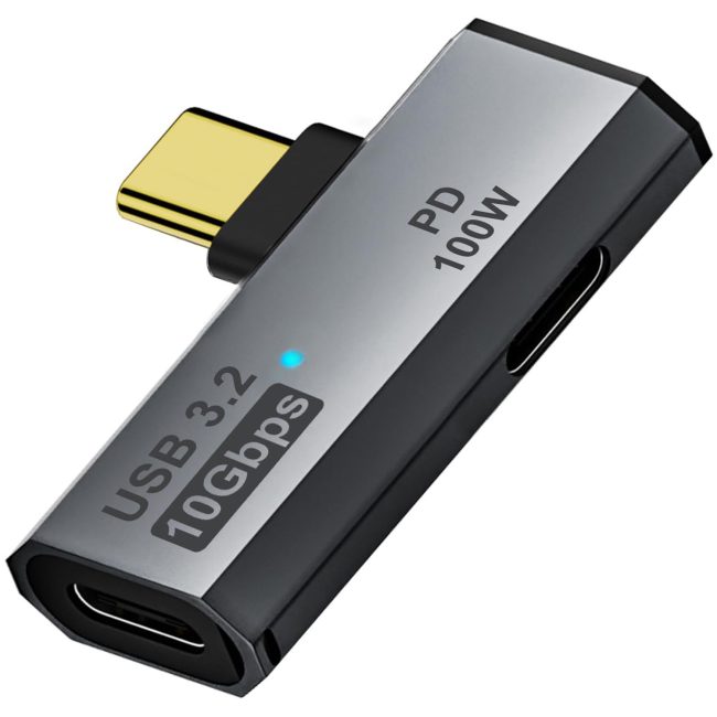 USB C Splitter Not for Video 2-in-1 Dual USB C Headphone and Charger Adapter Audio Dongle with PD 100W for Rog Ally Steam Deck iPhone 15/16 iPad Grey