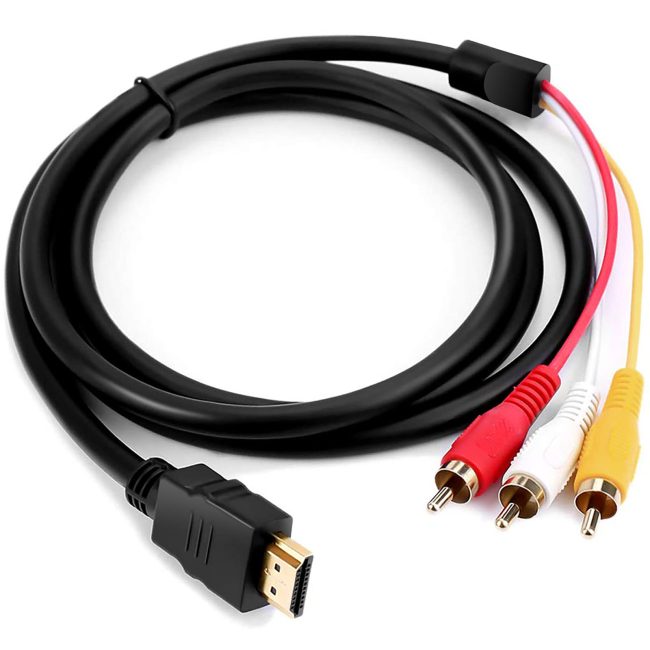 HDMI to RCA Cable 1080P 5ft HDMI Male to 3-RCA Video Audio AV Cable Connector Adapter One-Way Transmitter for TV HDTV DVD NO Signal Conversion Function