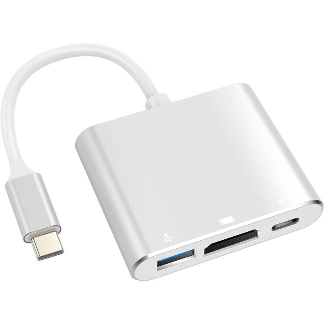 USB C to HDTV Adapter USB Type C Adapter Multiport AV Converter with 4K HDTV Output C Port & 3.0 Fasting Charging Port Compatible for MacBook Pro MacBook Air 2019/2018 iPad Pro 2019