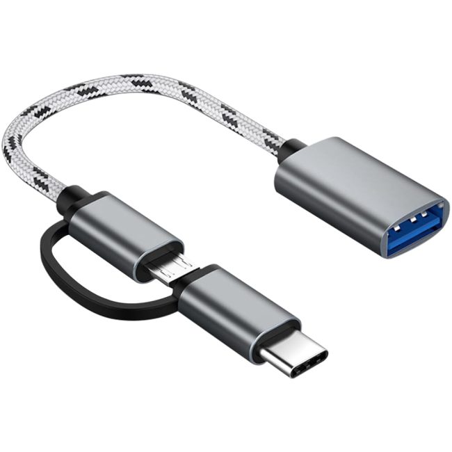 2-in-1 USB C/Micro USB to USB Adapter USB to USB C OTG Adapter Cable Compatible with Samsung Galaxy S21 S22 S23 Note 20/10 A53 Google Pixel and More Android Devices