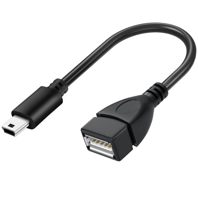 Mini USB OTG Cable for Digital Cameras - USB A Female to Mini USB B 5 Pin Male Adapter Cable