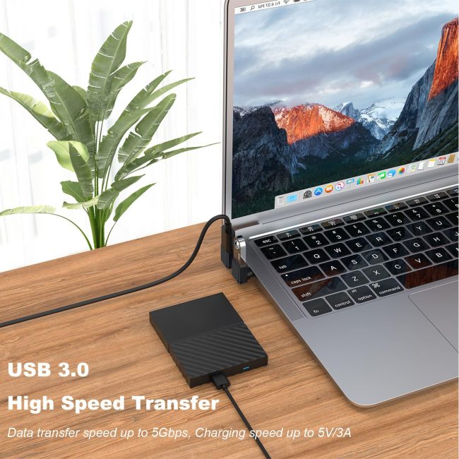 90 Degree USB C to USB Adapter Up and Down Angle USB C Male to USB 3.0 Female Connector Converter Compatible for MacBook Pro Air Laptop and More Type C Devices