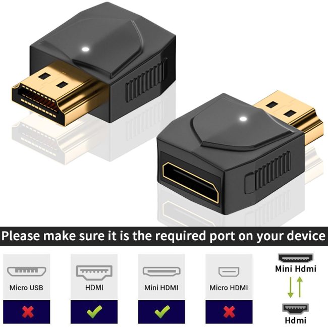 8K HDMI to Mini HDMI Adapter HDMI Male to Mini HDMI Female Adapter 48Gbps Support Dynamic HDR for 8K@60Hz 4K@120Hz for HDTVs PS5 laptops Monitors TV Boxes