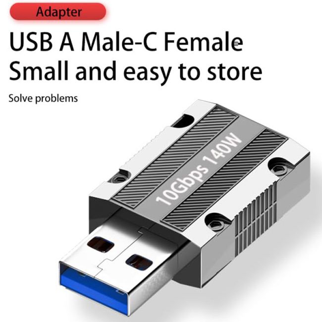 10Gbps USB C Female to USB Male Adapter Zinc Alloy Type C to USB A Adapter High-Speed Data Transfer USB3.1 Type C to Type A Charger Converter OTG Fast Charging Compatible