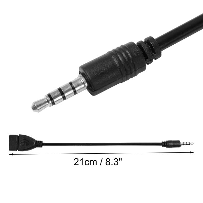 USB 2.0 Female to AUX 3.5mm Male Plug Car Jack Audio Cable 3.5mm Auxiliary Adapter Converter Cable Connector Data Cord 8 inch