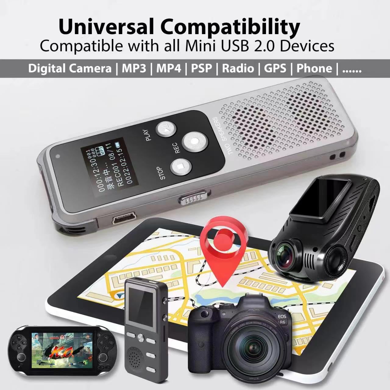 Mini USB 2.0 to USB C Adapter USB Type C Female to Mini USB Male Converter Connector Support Charging Data Sync for Digital Camera GPS Dash Cam MP3 Player and More - Image 3
