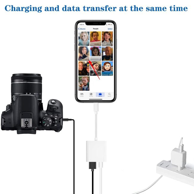 Lightning to USB Camera Adapter with Charging Port USB 3.0 OTG Cable for iPhone/iPad to Connect Card Reader USB Flash Drive U Disk Keyboard Mouse Hubs MIDI Plug & Play