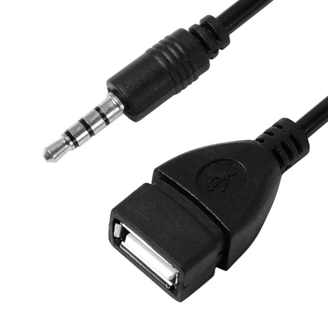 USB 2.0 Female to AUX 3.5mm Male Plug Car Jack Audio Cable 3.5mm Auxiliary Adapter Converter Cable Connector Data Cord 8 inch