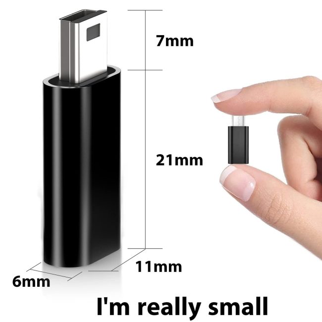 USB C to Mini USB Adapter Type C Female to Mini USB 2.0 Male Convert Connector Support Charge & Data Sync Compatible GoPro Hero 3+ MP3 Players Dash Cam Digital Camera Receiver etc