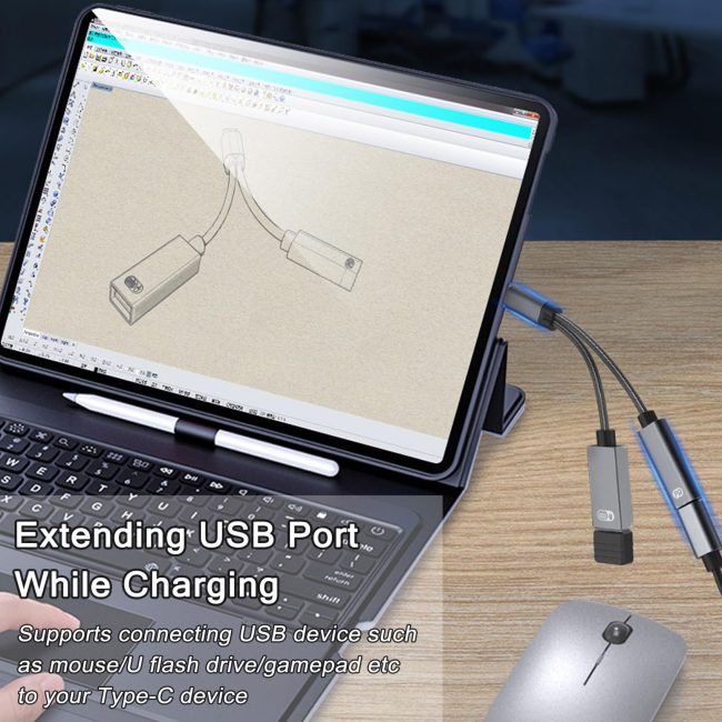 USB C to USB OTG Adapter 2 in 1 USB C Splitter with PD-in 60W Charging Port and USB 3.0 Female Port Compatible wit iPhone 15 Pro MacBook Pro Chromebook Galaxy and More Type-C Devices