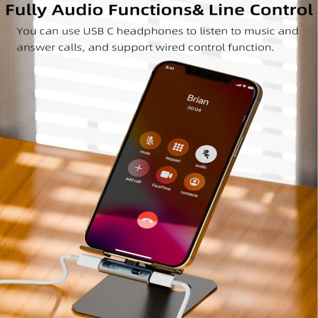 USB C Splitter with 100W Fast Charging Dual USB C Headphone and Charger Adapter Dongle for iPhone 16/15 Series iPad MacBook Galaxy S24/S23 and More (No for Power and Video Output)