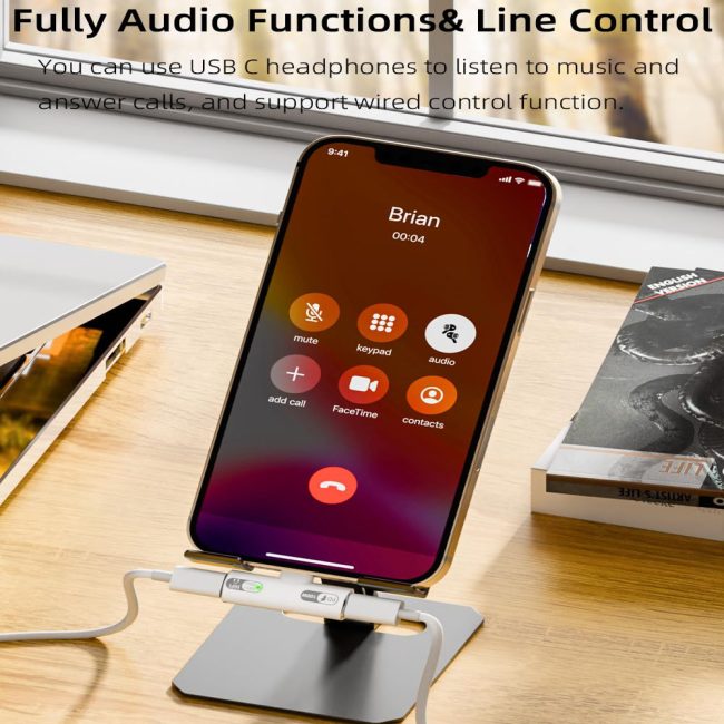 USB C Splitter with 100W Fast Charging Dual USB C Headphone and Charger Adapter Dongle for iPhone 16/15 Series iPad MacBook Galaxy S24/S23 and More