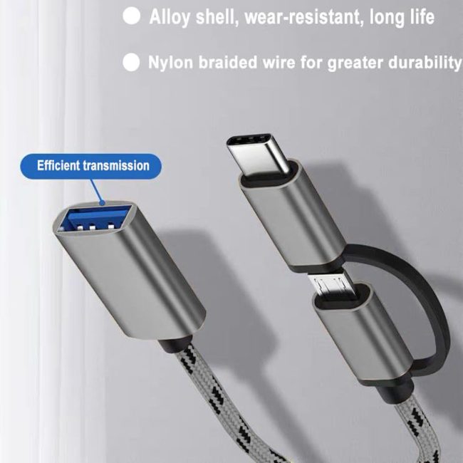 2-in-1 USB C/Micro USB to USB Adapter USB to USB C OTG Adapter Cable Compatible with Samsung Galaxy S21 S22 S23 Note 20/10 A53 Google Pixel and More Android Devices