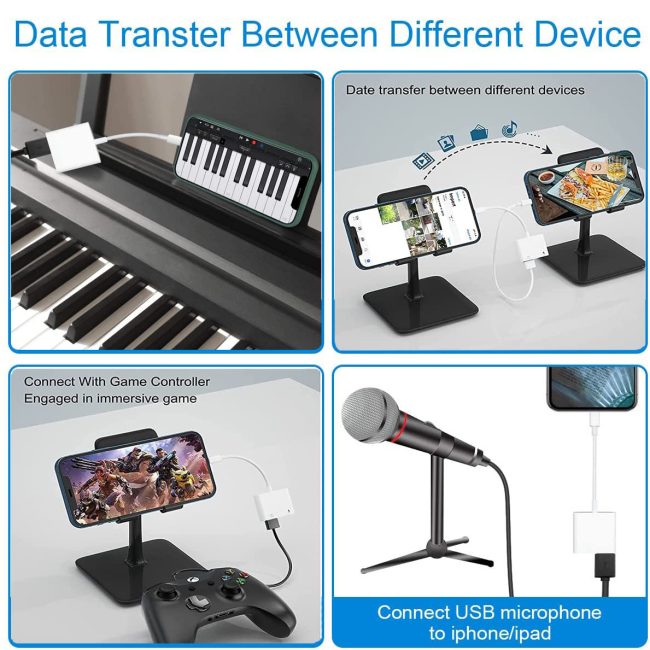 Lightning to USB Camera Adapter with Charging Port USB 3.0 OTG Cable for iPhone/iPad to Connect Card Reader USB Flash Drive U Disk Keyboard Mouse Hubs MIDI Plug & Play