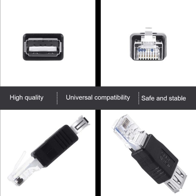 USB to RJ45 Ethernet Adapter Type A USB 2.0 Female to Ethernet RJ45 Male Plug Converter Connector 1 Piece