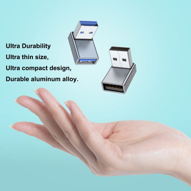 90 Degree USB 3.0 Adapter Up and Down Angle USB A Male to Female Converter Extender for PC Laptop USB A Charger Power Bank and More