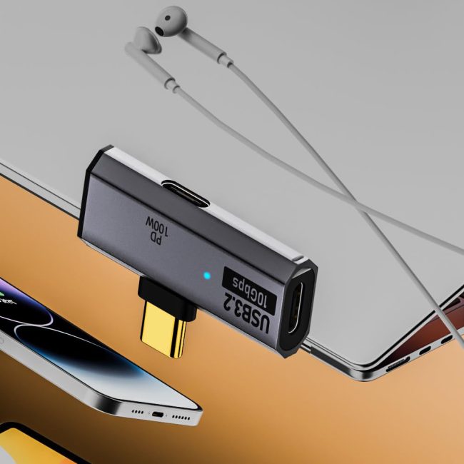 USB C Splitter Not for Video 2-in-1 Dual USB C Headphone and Charger Adapter Audio Dongle with PD 100W for Rog Ally Steam Deck iPhone 15/16 iPad Grey