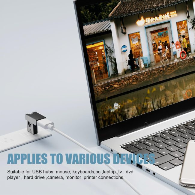 Swivel USB 2.0 Adapter Rotatable USB 2.0 Type A Male to Type A Female 360 Degree Rotation Adjustable Right Angle Extension Adapter Convertor Black AM-FM