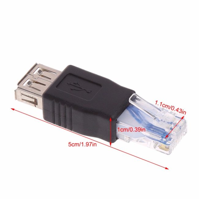 Ethernet to USB Adapter for ADSL Modem/Router/Computer Camera/Surveillance Camera with Network Function - RJ45 LAN Internet Male to USB Female Connector