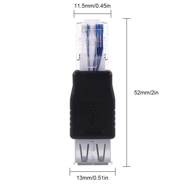USB to RJ45 Ethernet Adapter Type A USB 2.0 Female to Ethernet RJ45 Male Plug Converter Connector 1 Piece