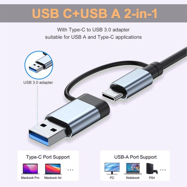 5 in 1 Aluminum USB-C Hub with Memory Card Reader and 3 USB 3.0 Ports for PC Laptops MacBook Pro Air iMac Pro Surface and Tablet