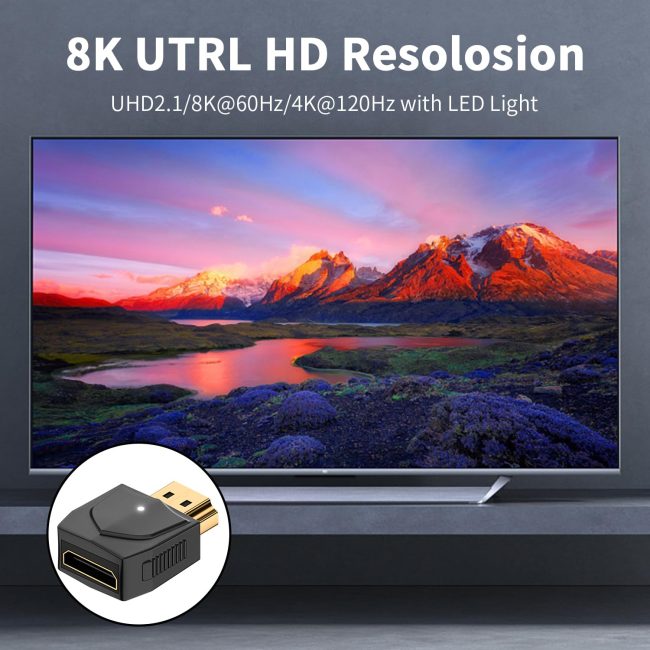 8K HDMI to Mini HDMI Adapter HDMI Male to Mini HDMI Female Adapter 48Gbps Support Dynamic HDR for 8K@60Hz 4K@120Hz for HDTVs PS5 laptops Monitors TV Boxes